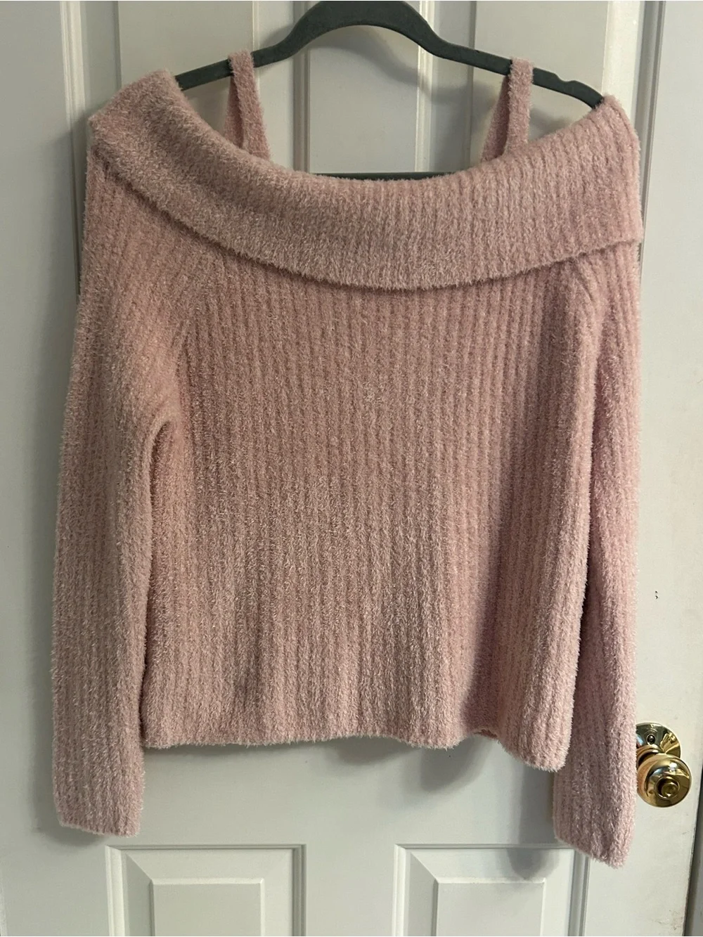 Girls abercrombie kids blush pink off-shoulder fuzzy sweater